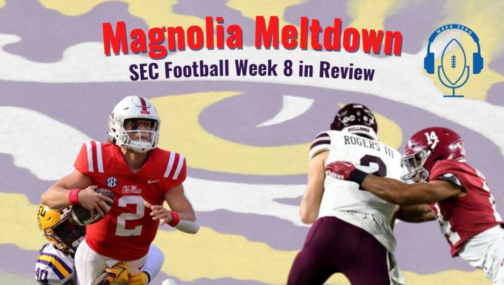 Ole Miss and Mississippi State Quarterbacks get sacked by LSU and Alabama defensive players.